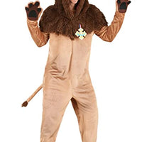 Fun Costumes Wizard of Oz Cowardly Lion Costume for Adults, Furry Lion Jumpsuit for Movie Cosplay, School Plays & Halloween Medium Brown