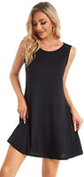 
              elescat Black Dresses for Women Summer Beach Sleeveless Tshirt Pockets Swing Casual Loose Sundress(Black, 2XL)
            