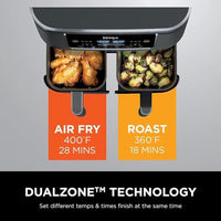 
              Ninja DZ201 Foodi 8 Quart 6-in-1 DualZone 2-Basket Air Fryer with 2 Independent Frying Baskets, Match Cook & Smart Finish to Roast, Broil, Dehydrate & More for Quick, Easy Meals, Grey
            