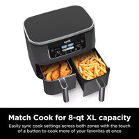 
              Ninja DZ201 Foodi 8 Quart 6-in-1 DualZone 2-Basket Air Fryer with 2 Independent Frying Baskets, Match Cook & Smart Finish to Roast, Broil, Dehydrate & More for Quick, Easy Meals, Grey
            