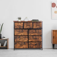 
              ZENY 9 Drawers Dresser, Fabric Storage Tower, Organizer Unit for Bedroom, Living Room, Hallway, Closet, Nursery, Tall Chest with Fabric Bins, Steel Frame, Wooden Top & Easy Pull Handle (Rustic Brown)
            