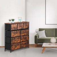 
              ZENY 9 Drawers Dresser, Fabric Storage Tower, Organizer Unit for Bedroom, Living Room, Hallway, Closet, Nursery, Tall Chest with Fabric Bins, Steel Frame, Wooden Top & Easy Pull Handle (Rustic Brown)
            