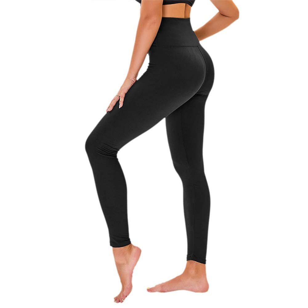 High Waisted Leggings for Women - No See Through Tummy Novelty Workout Yoga Pants with Pockets Reg & Plus Black