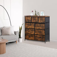 
              ZENY 9 Drawers Dresser, Fabric Storage Tower, Organizer Unit for Bedroom, Living Room, Hallway, Closet, Nursery, Tall Chest with Fabric Bins, Steel Frame, Wooden Top & Easy Pull Handle (Rustic Brown)
            