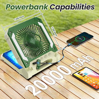 
              Innopower Battery Powered Fan 20000mAh Rechargeable Solar Portable Fan with Led Lantern, 3 Speeds Cordless Camping Fan with PowerBank,Timer, Hangable & Quiet Desk Fan for Tent Hurricane(Beige)
            