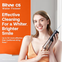 
              Bitvae C5 Water Dental Flosser for Teeth, Cordless Water Teeth Cleaner Picks, 3 Modes 5 Intensities, IPX7 Waterproof Water Flosser, 6 Tips Rechargeable Water Dental Picks for Cleaning - Black
            