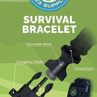 133 SUPPLY - 2 Pack Tactical Paracord Compass Hiking Survival Bracelet Men Dad Gifts Women Camping Accessories Hunting Gear Equipment Flint Steel Tool Fire Starter Kit Whistle Bear Safety Essentials