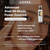 
              COSRX Snail Mucin 96% Power Repairing Essence 3.38 fl.oz 100ml, Hydrating Serum for Face with Snail Secretion Filtrate for Dull Skin & Fine Lines, Korean Skin Care
            