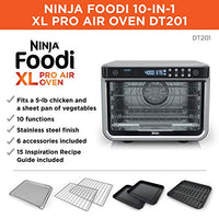 Ninja DT201 Foodi 10-in-1 XL Pro Air Fry Digital Countertop Convection Toaster Oven with Dehydrate and Reheat, 1800 Watts, Stainless Steel Finish, Silver