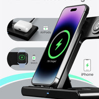 Wireless Charger iPhone Charging Station: 3 in 1 Charger Stand Multiple Devices for Apple - iPhone 16 15 14 Pro Max 13 12 11 - Watch 10 9 8 7 6 5 4 3 2 SE and Ultra Series - Airpods 4 3 2 Pro