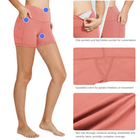 
              BALEAF Biker Shorts Women Yoga Gym Workout Spandex Running Volleyball Tummy Control Compression Shorts with Pockets 5" Coral Pink M
            