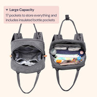 
              BabbleRoo Diaper Bag Backpack - Multi function Waterproof Diaper Bag, Travel Essentials Baby Tote with Changing Pad, Stroller Straps & Pacifier Case - Unisex, Dark Gray
            