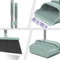 
              kelamayi Upgrade Broom and Dustpan Set, Large Size and with Long Handle, Upright,Ideal for Indoor Outdoor Garage Kitchen Room Office Lobby Use (Green)
            