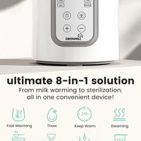 Bottle Warmer, GROWNSY 8-in-1 Fast Baby Milk Warmer with Timer for Breastmilk or Formula, Accurate Temperature Control, with Defrost, Sterili-zing, Keep, Heat Baby Food Jars Function