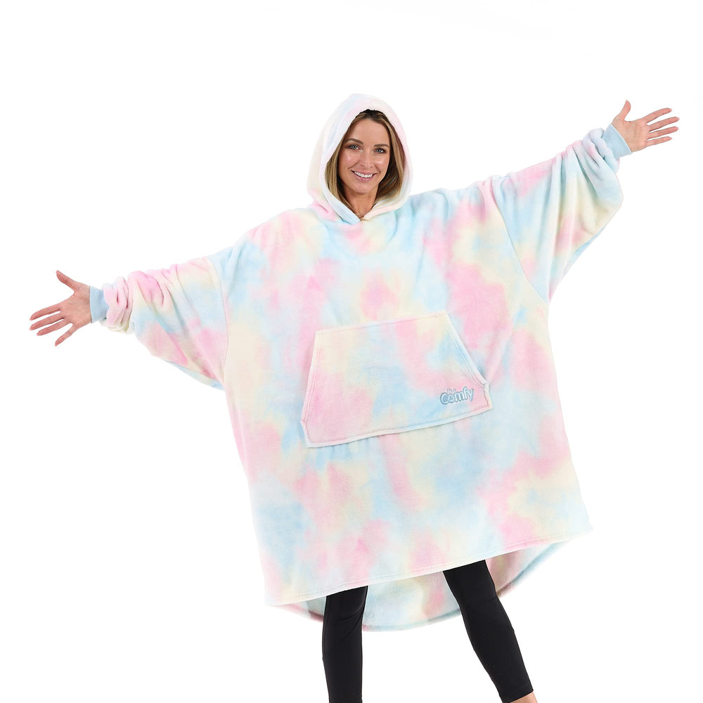 THE COMFY Dream | Oversized Light Microfiber Wearable Blanket, Seen on Shark Tank, One Size Fits All, (Cotton Candy Tie Dye)