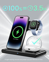 
              Wireless Charger iPhone Charging Station: 3 in 1 Charger Stand Multiple Devices for Apple - iPhone 16 15 14 Pro Max 13 12 11 - Watch 10 9 8 7 6 5 4 3 2 SE and Ultra Series - Airpods 4 3 2 Pro
            