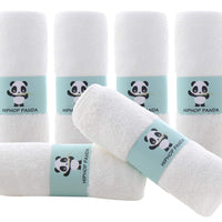 HIPHOP PANDA Baby Washcloths, Rayon Made from Bamboo - 2 Layer Ultra Soft Absorbent Newborn Bath Face Towel - Reusable Baby Wipes for Delicate Skin - White, 6 Pack