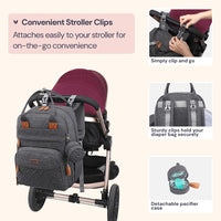 
              BabbleRoo Diaper Bag Backpack - Multi function Waterproof Diaper Bag, Travel Essentials Baby Tote with Changing Pad, Stroller Straps & Pacifier Case - Unisex, Dark Gray
            