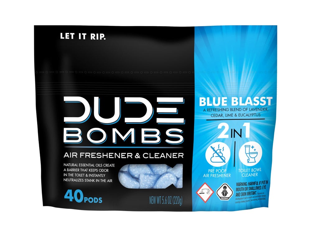 DUDE Bombs - Toilet Stank Eliminator - 1 Pack, 40 Pods - Fresh Scent 2-in-1 Stank Eliminator + Toilet Bowl Freshener - Refreshing Blend of Lavender, Cedar, Lime, and Eucalyptus