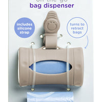 Ubbi Retractable On-the-Go Bag Dispenser for Baby Travel, Diaper Bag Accessory Must Have for Newborns, Helpful Baby Accessory, Taupe