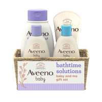 
              Aveeno Baby Bathtime Solutions Baby & Me Gift Set with Baby Wash & Shampoo, Calming Baby Bath, Baby Daily Moisturizing Lotion & Stress Relief Body Wash for Mom, Oatmeal, 4 Items
            