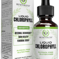 Benevolent Chlorophyll Liquid Drops, 4 Month Supply Liquid Chlorophyll Supplement for Internal Deodorizer & Radiant Skin, Potent Chlorophyll Liquid Extract with Rich Antioxidants, Minty Flavor