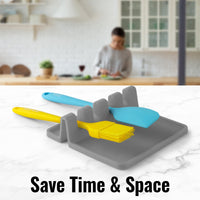 
              Zulay Kitchen Silicone Utensil Rest - BPA-Free, Durable Spoon Rest with Drip Pad - Heat-Resistant Spoon Rest for Stove Top - Spoon Rest for Kitchen Counter - Kitchen Gadgets & Kitchen Utensils Holder
            