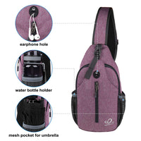 
              WATERFLY Crossbody Sling Backpack Sling Bag Travel Hiking Chest Bag Daypack (Purple)
            