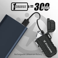 
              Extremus Blaze 360 Rechargeable Electric Lighters, Dual Arc Lighter, Windproof Plasma Lighter, Waterproof Lighter, Flameless Lighter with Whistle Lanyard for Camping (Black Flashlight)
            