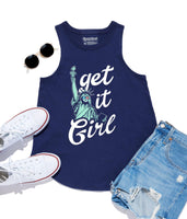 
              Tipsy Elves Navy Blue Get It Girl USA Tank Top for Women Size Small
            