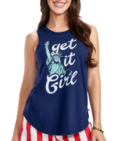 
              Tipsy Elves Navy Blue Get It Girl USA Tank Top for Women Size Small
            