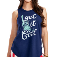 Tipsy Elves Navy Blue Get It Girl USA Tank Top for Women Size Small