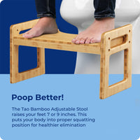 
              Squatty Potty Tao Bamboo Adjustable Toilet Stool, 7" & 9" Height, Bathroom Stool for Kids and Adults, Brow
            