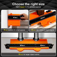 
              JOREST Connectable Contour Gauge Christmas Gifts (10+5 Inch), Stocking Stuffers for Men Dad Husband Him, Duplicator Profile Tool with Lock, Tile Flooring, Scribe Shape Outline Edge, Angle Measuring
            