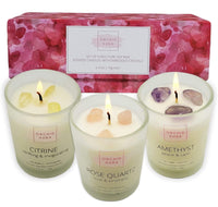 
              ORCHID AURA Soy Candles with Healing Crystals. Citrine, Rose Quartz, Amethyst Crystal. Eucalyptus + Lemongrass, Jasmine + Sandalwood, Clary Sage + Lavender. 3PC Scented Candle Set, 2.47oz Each
            