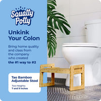 
              Squatty Potty Tao Bamboo Adjustable Toilet Stool, 7" & 9" Height, Bathroom Stool for Kids and Adults, Brow
            