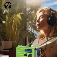 Weather Radio Raynic Solar Hand Crank Emergency Radio 5 Ways Powered AM/FM/SW/NOAA Weather Alert Portable Radio with Flashlight, Reading Lamp (Green)