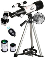 
              Gskyer Telescope, 70mm Aperture 400mm AZ Mount Astronomical Refracting Telescope for Kids Beginners - Travel Telescope with Carry Bag, Phone Adapter and Wireless Remote.
            