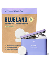 
              BLUELAND Toilet Bowl Cleaner Starter Set - Eco Friendly Products & Cleaning Supplies - No Harsh Chemicals, Plant-Based - Lemon Cedar - 14 tablets
            