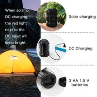 
              4 Pack Solar USB Rechargeable 3 AA Power Brightest COB LED Camping Lantern with Magnetic Base, Charging for Android, Waterproof Collapsible Emergency LED Light
            