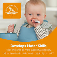 
              NumNum Baby Spoons Set, Baby Essentials Pre-Spoon GOOtensils for 6+ Months, First Stage Self-Feeding Spoons for Baby Led Weaning (BLW), Silicone Toddler Utensils, BPA-Free, 2 Pack Blue/Orange
            