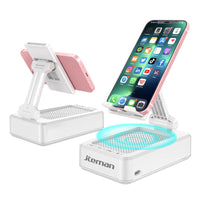 
              JTEMAN Portable Phone Stand with Speaker Bluetooth Wireless,Gifts for Men Women,Birthday for Women Men,Kitchen Gadgets for Men,Phone Holder for Desk - White
            