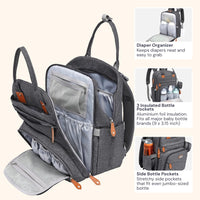 
              BabbleRoo Diaper Bag Backpack - Multi function Waterproof Diaper Bag, Travel Essentials Baby Tote with Changing Pad, Stroller Straps & Pacifier Case - Unisex, Dark Gray
            