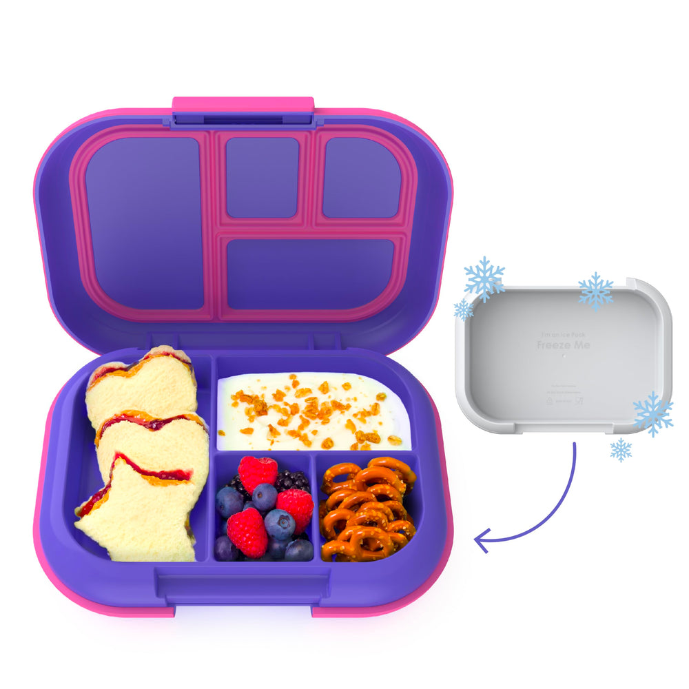 Bentgo® Kids Chill Leak-Proof Lunch Box - Included Reusable Ice Pack Keeps Food Cold; 4-Compartment Bento Lunch Container; Microwave & Dishwasher Safe; 2 Year Manufacturer Warranty (Electric Violet)