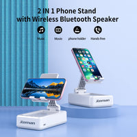 
              JTEMAN Portable Phone Stand with Speaker Bluetooth Wireless,Gifts for Men Women,Birthday for Women Men,Kitchen Gadgets for Men,Phone Holder for Desk - White
            