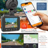 ROVE R2-4K Dash Cam Built-in WiFi GPS Car Dashboard Camera Recorder with UHD 2160P, 2.4" IPS Screen, 150° Wide Angle, WDR, Night Vision