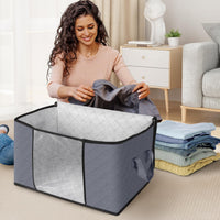 
              Fab totes 6 Pack Clothes Storage, Foldable Thick Fabric Blanket Storage Bags, Storage Containers for Organizing Bedroom, Closet, Clothing, Comforter, Organization and Storage with Handle,Grey
            