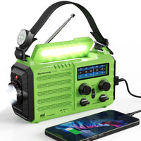 
              Weather Radio Raynic Solar Hand Crank Emergency Radio 5 Ways Powered AM/FM/SW/NOAA Weather Alert Portable Radio with Flashlight, Reading Lamp (Green)
            