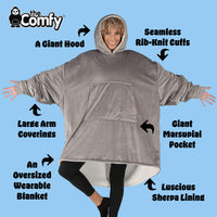 
              THE COMFY Original | Oversized Microfiber & Sherpa Wearable Blanket, Seen On Shark Tank, One Size Fits All (Gray)
            