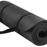 Signature Fitness All Purpose 1/2-Inch Extra Thick High Density Anti-Tear Exercise Yoga Mat with Carrying Strap, Black